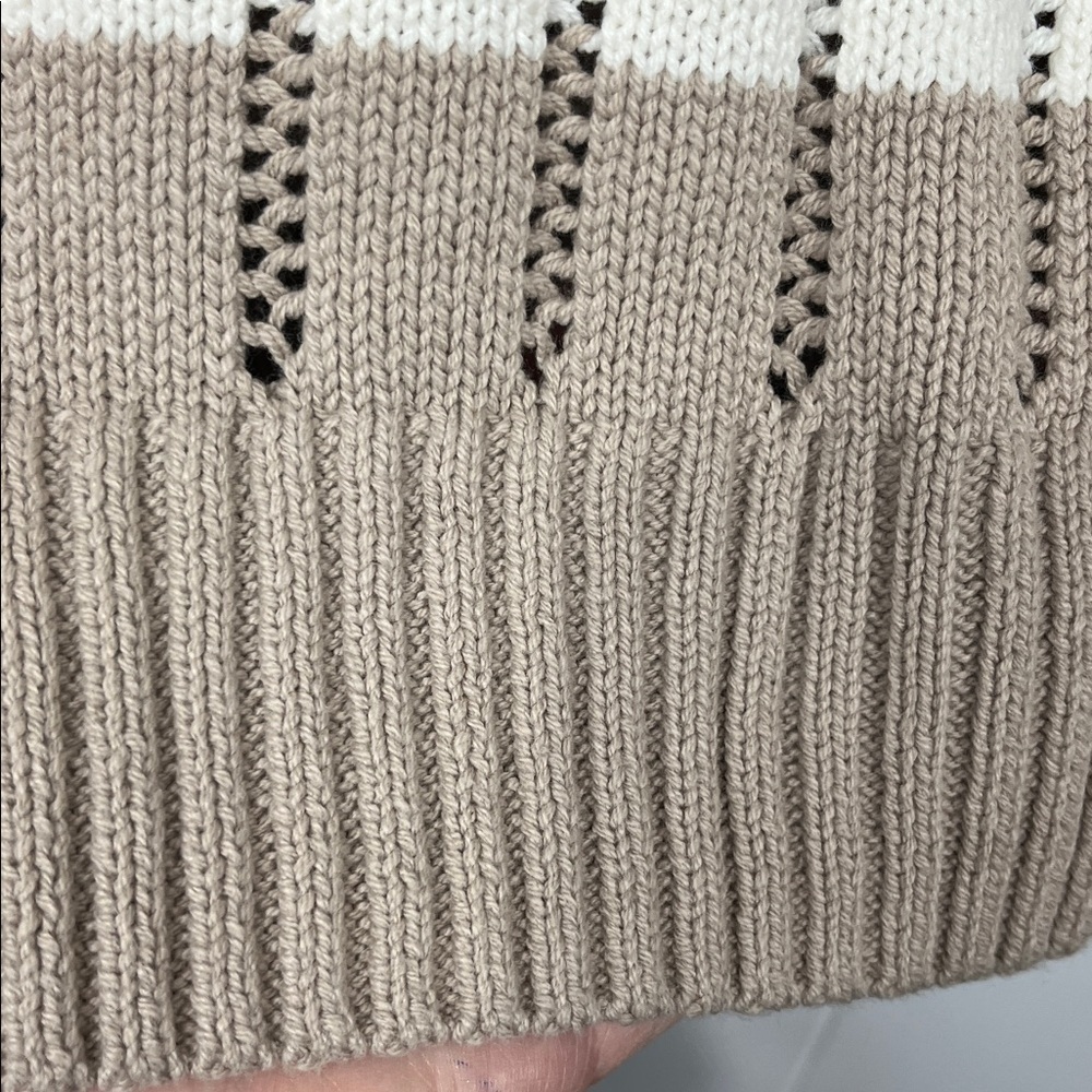 a new day Womens Tneck Knit Sweater 2X Beige Cream Stripe 1/2 Zip Soft NWT - Picture 9 of 15